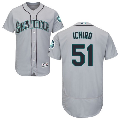 Mariners #51 Ichiro Suzuki Grey Flexbase Authentic Collection Stitched MLB Jersey